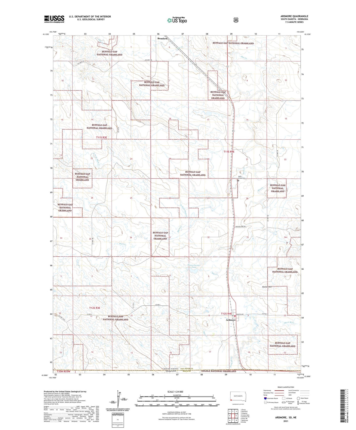 Ardmore South Dakota US Topo Map Image