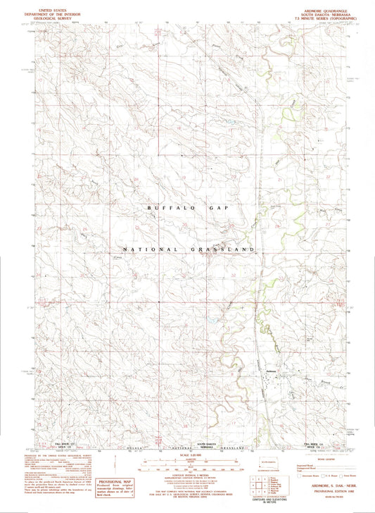 Classic USGS Ardmore South Dakota 7.5'x7.5' Topo Map Image