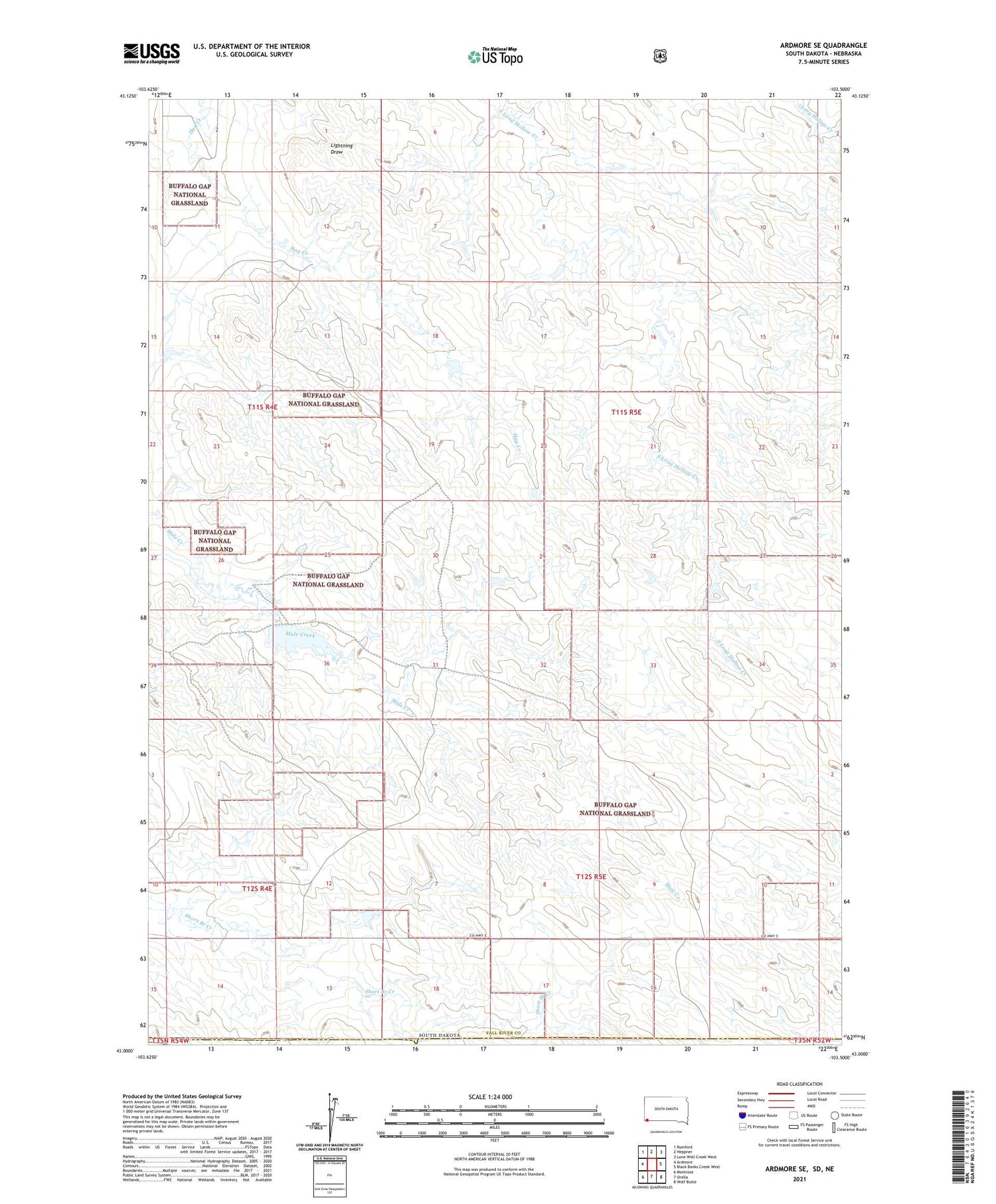 Ardmore SE South Dakota US Topo Map Image