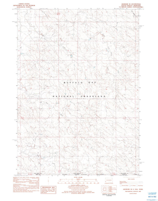 Classic USGS Ardmore SE South Dakota 7.5'x7.5' Topo Map Image