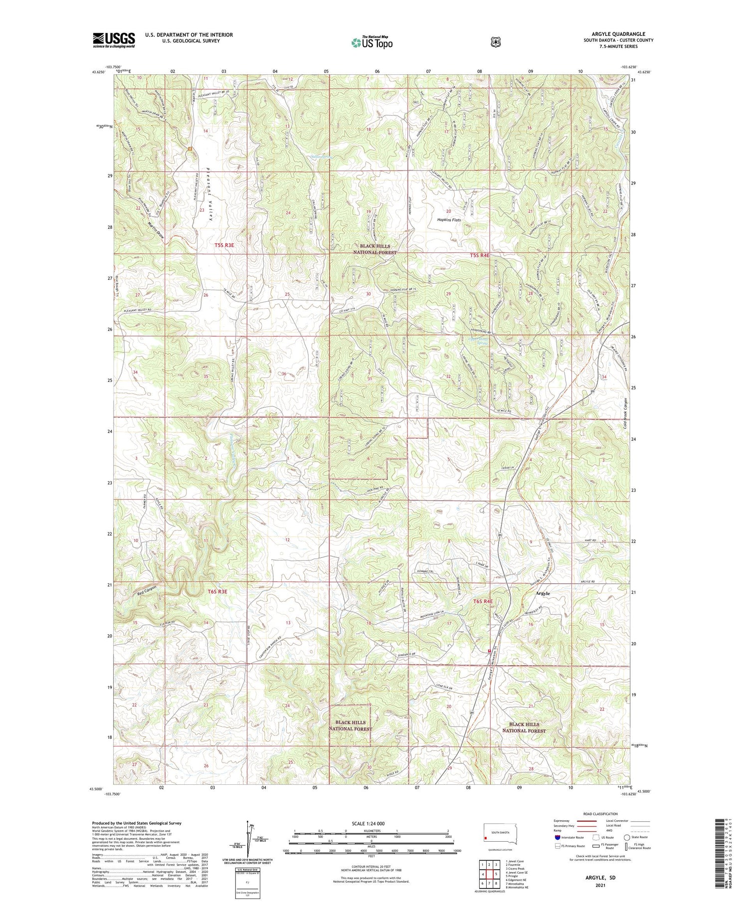 Argyle South Dakota US Topo Map Image