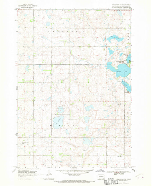 Classic USGS Arlington NE South Dakota 7.5'x7.5' Topo Map Image