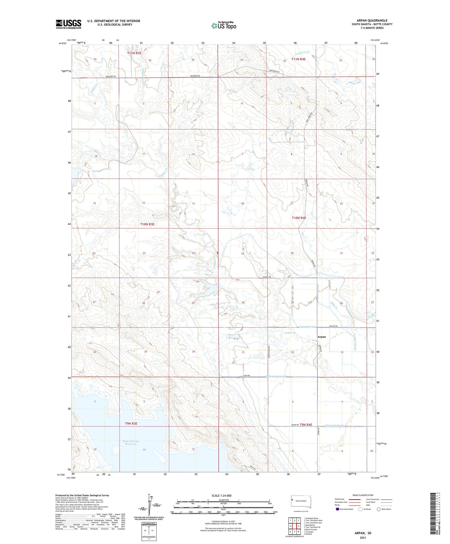 Arpan South Dakota US Topo Map Image
