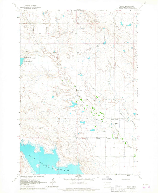 Classic USGS Arpan South Dakota 7.5'x7.5' Topo Map Image