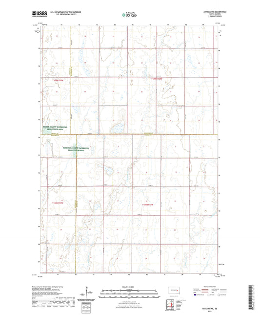 Artesian NE South Dakota US Topo Map Image