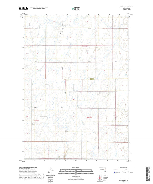 Artesian NW South Dakota US Topo Map Image