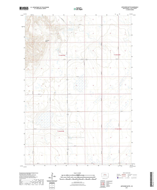 Artichoke Butte South Dakota US Topo Map Image