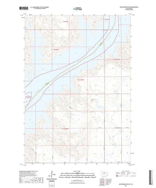 Artichoke Butte SW South Dakota US Topo Map Image