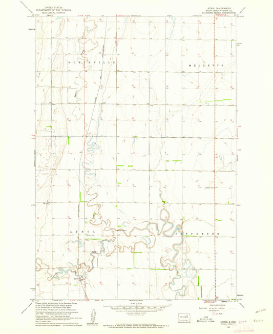Classic USGS Athol South Dakota 7.5'x7.5' Topo Map Image