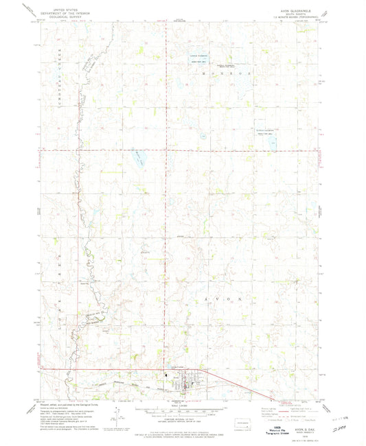 Classic USGS Avon South Dakota 7.5'x7.5' Topo Map Image
