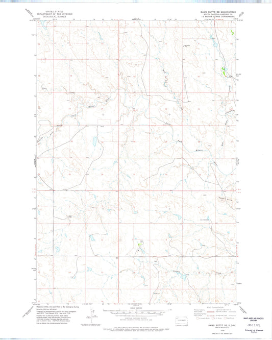 Classic USGS Bams Butte SE South Dakota 7.5'x7.5' Topo Map Image