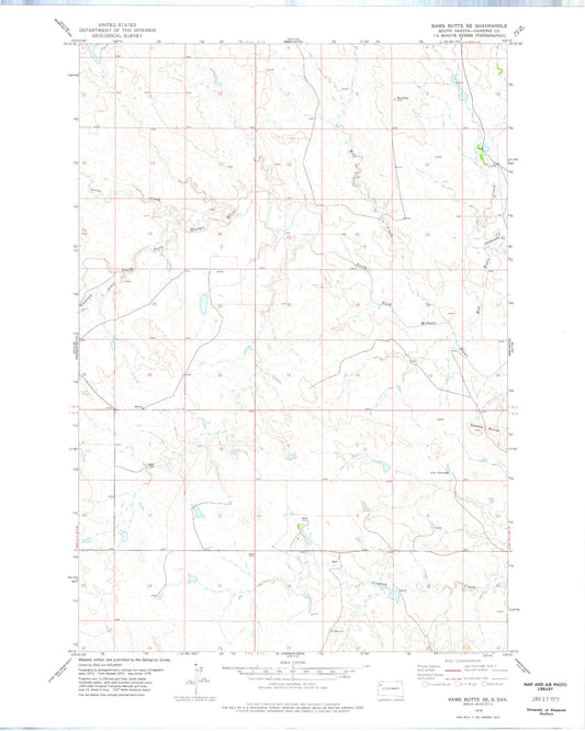 Classic USGS Bams Butte SE South Dakota 7.5'x7.5' Topo Map Image