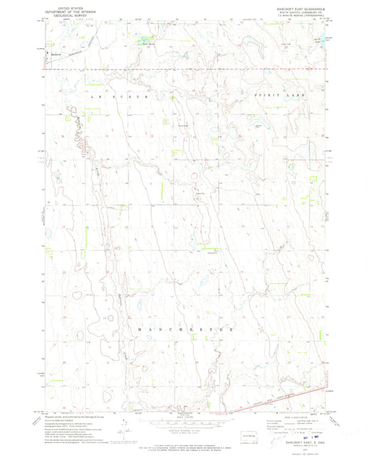 Classic USGS Bancroft East South Dakota 7.5'x7.5' Topo Map Image