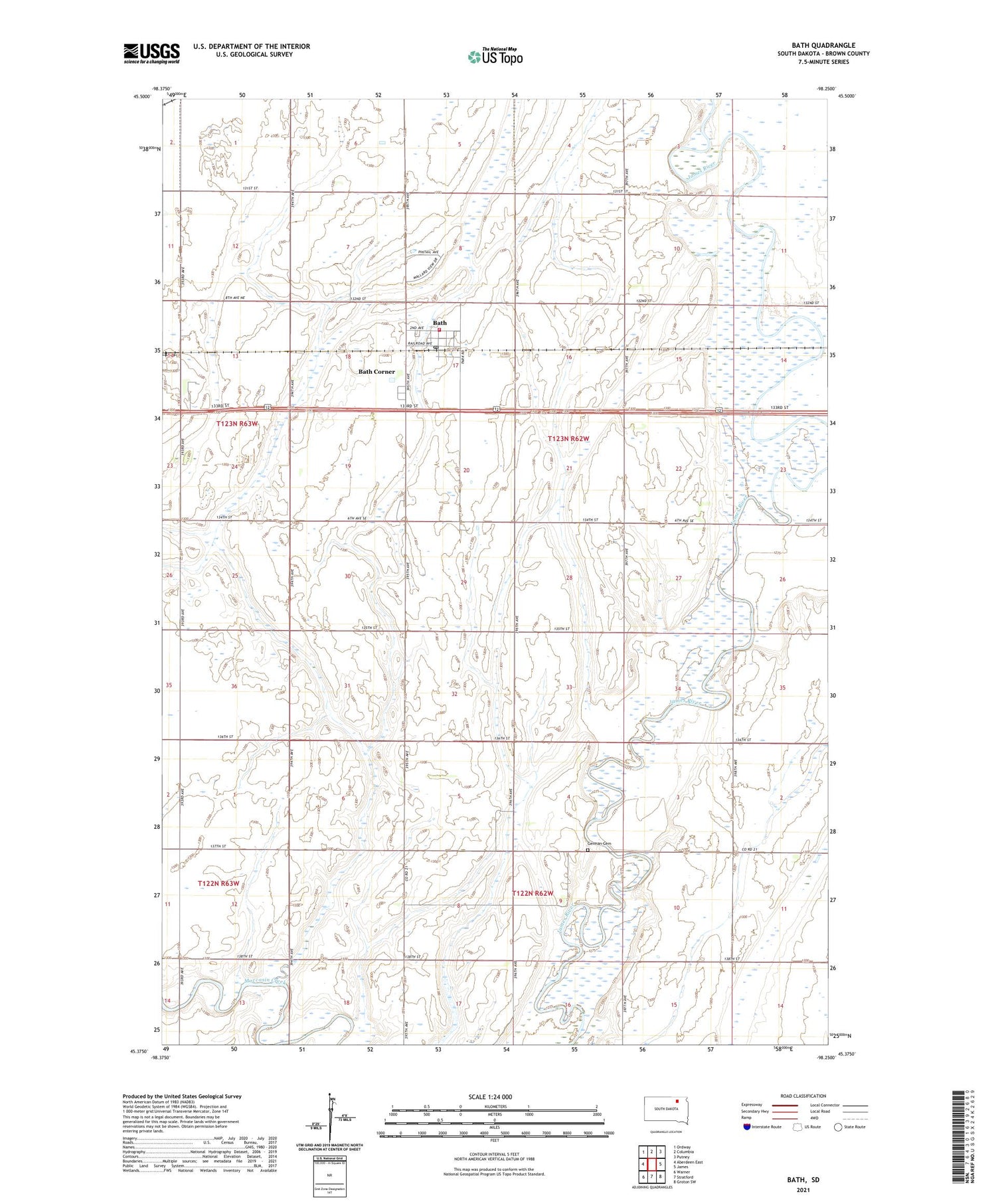 Bath South Dakota US Topo Map Image