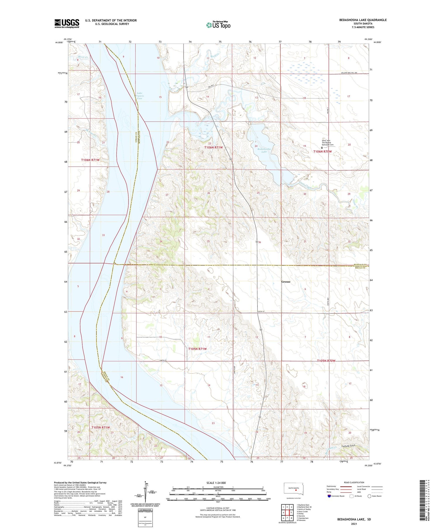 Bedashosha Lake South Dakota US Topo Map Image
