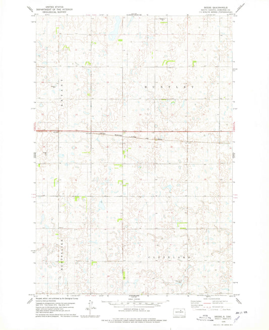 Classic USGS Beebe South Dakota 7.5'x7.5' Topo Map Image