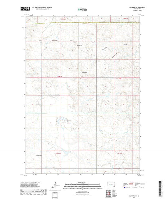 Belvidere NW South Dakota US Topo Map Image