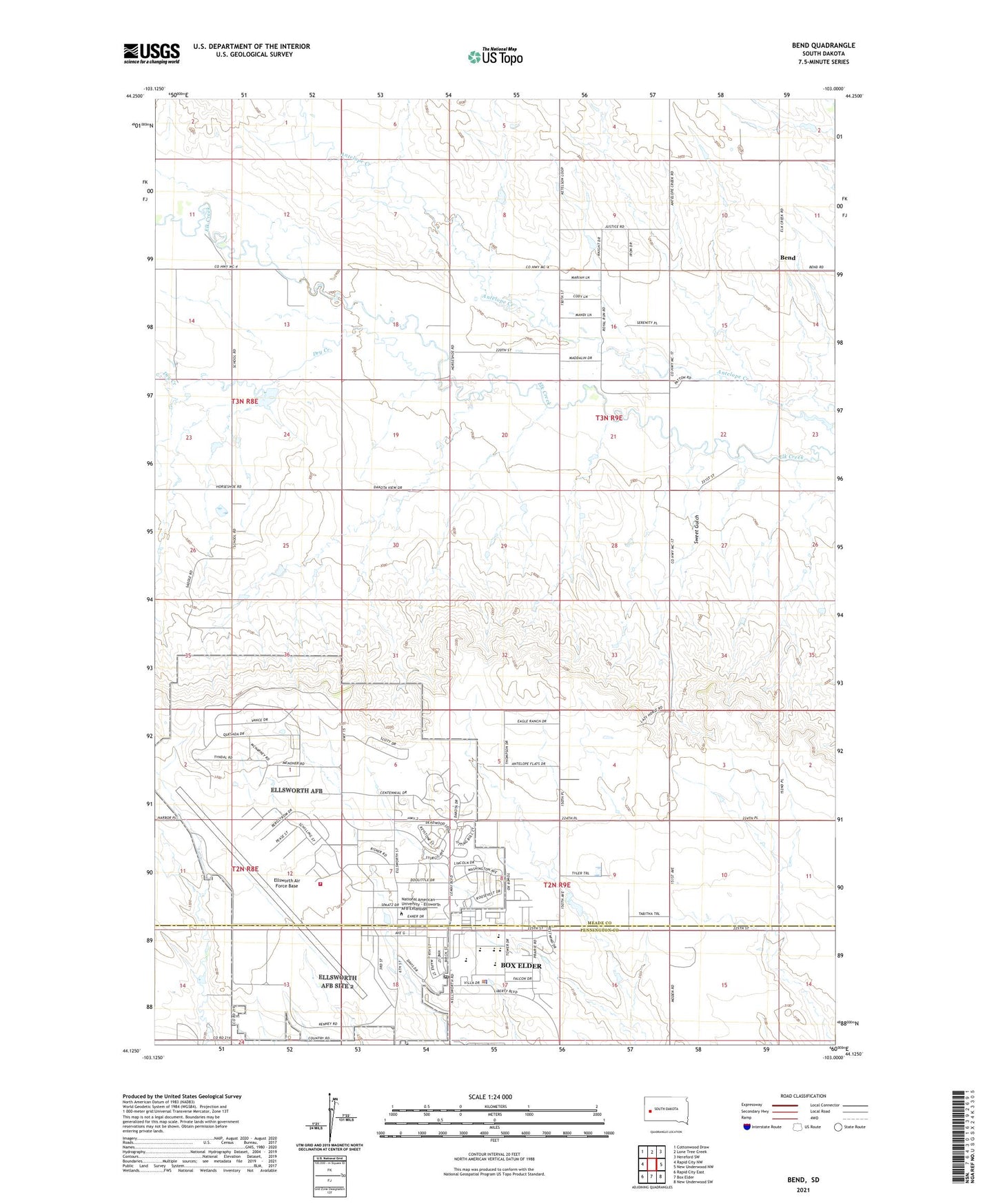 Bend South Dakota US Topo Map Image