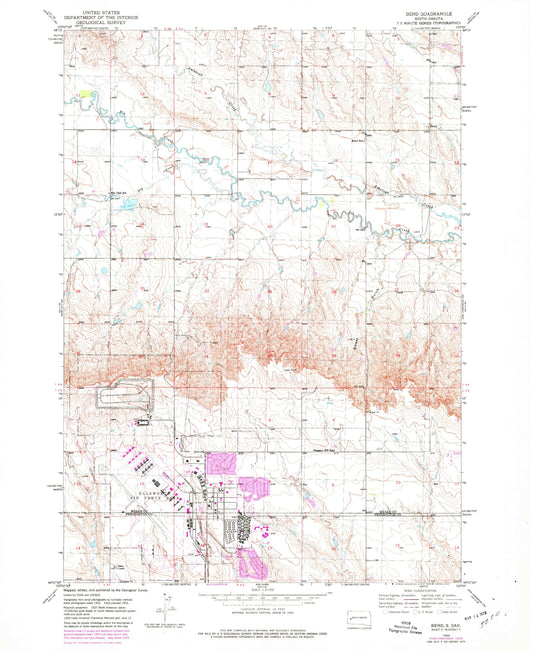 Classic USGS Bend South Dakota 7.5'x7.5' Topo Map Image
