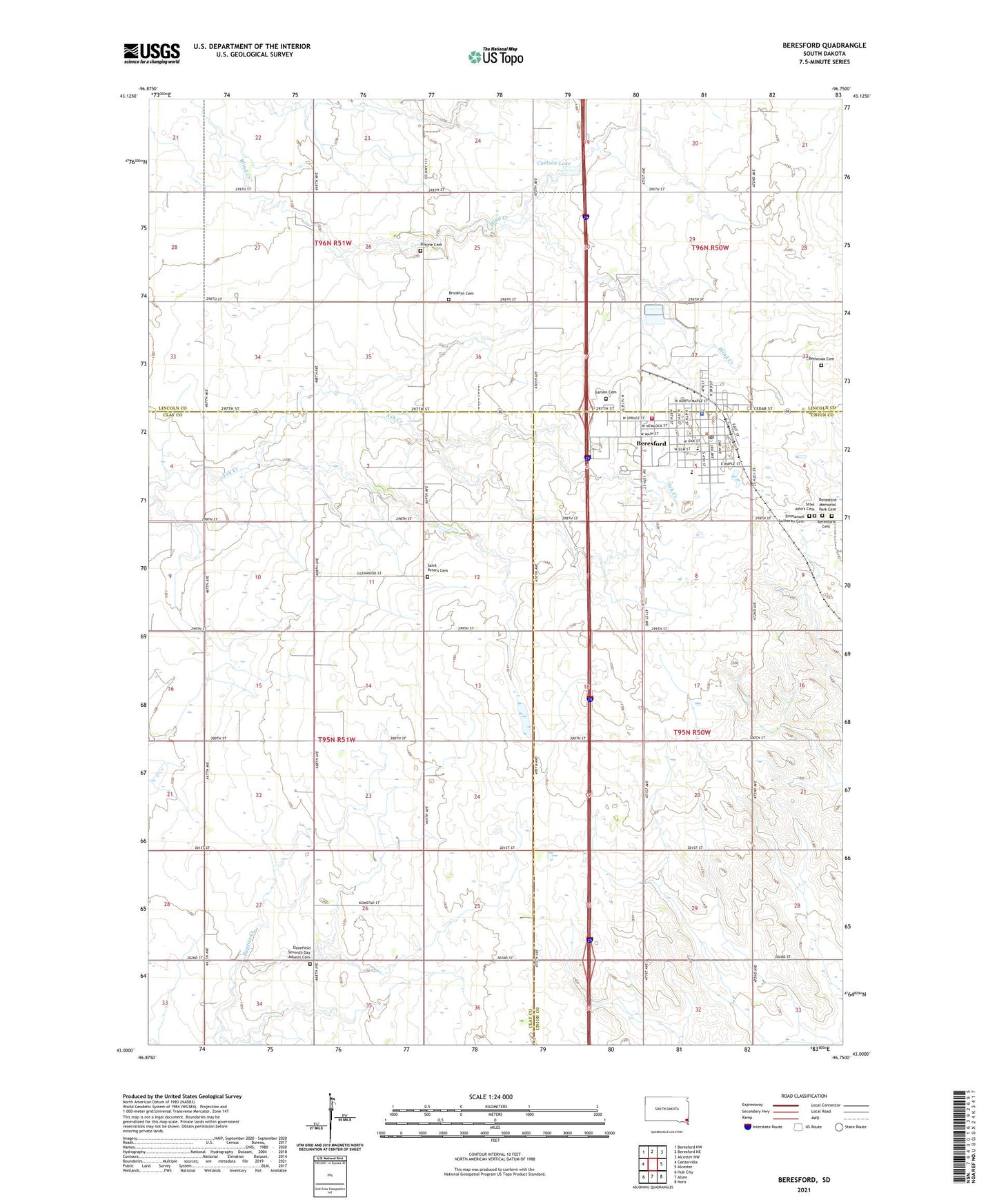 Beresford South Dakota US Topo Map Image