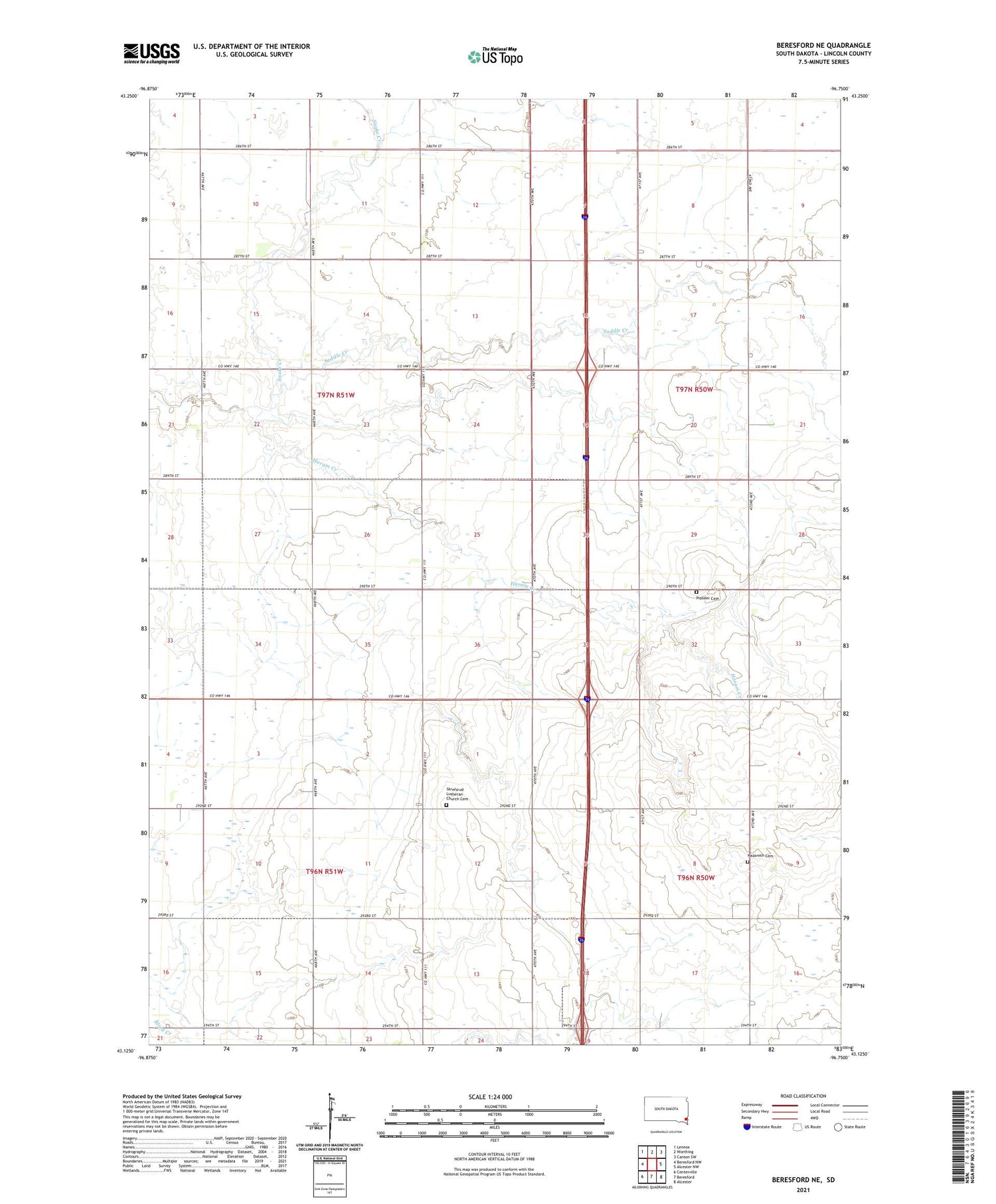 Beresford NE South Dakota US Topo Map Image