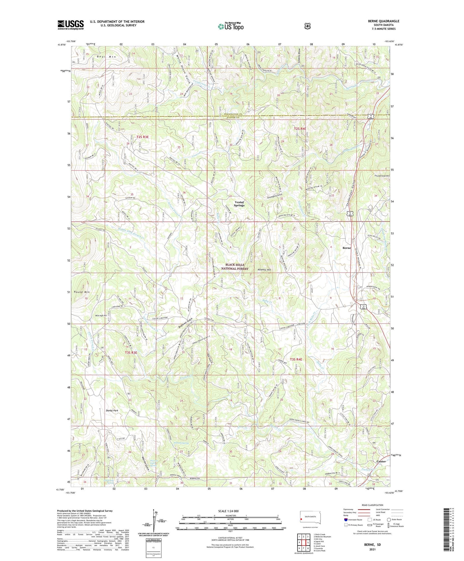 Berne South Dakota US Topo Map Image