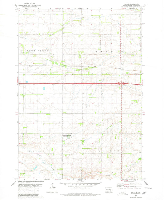 Classic USGS Betts South Dakota 7.5'x7.5' Topo Map Image