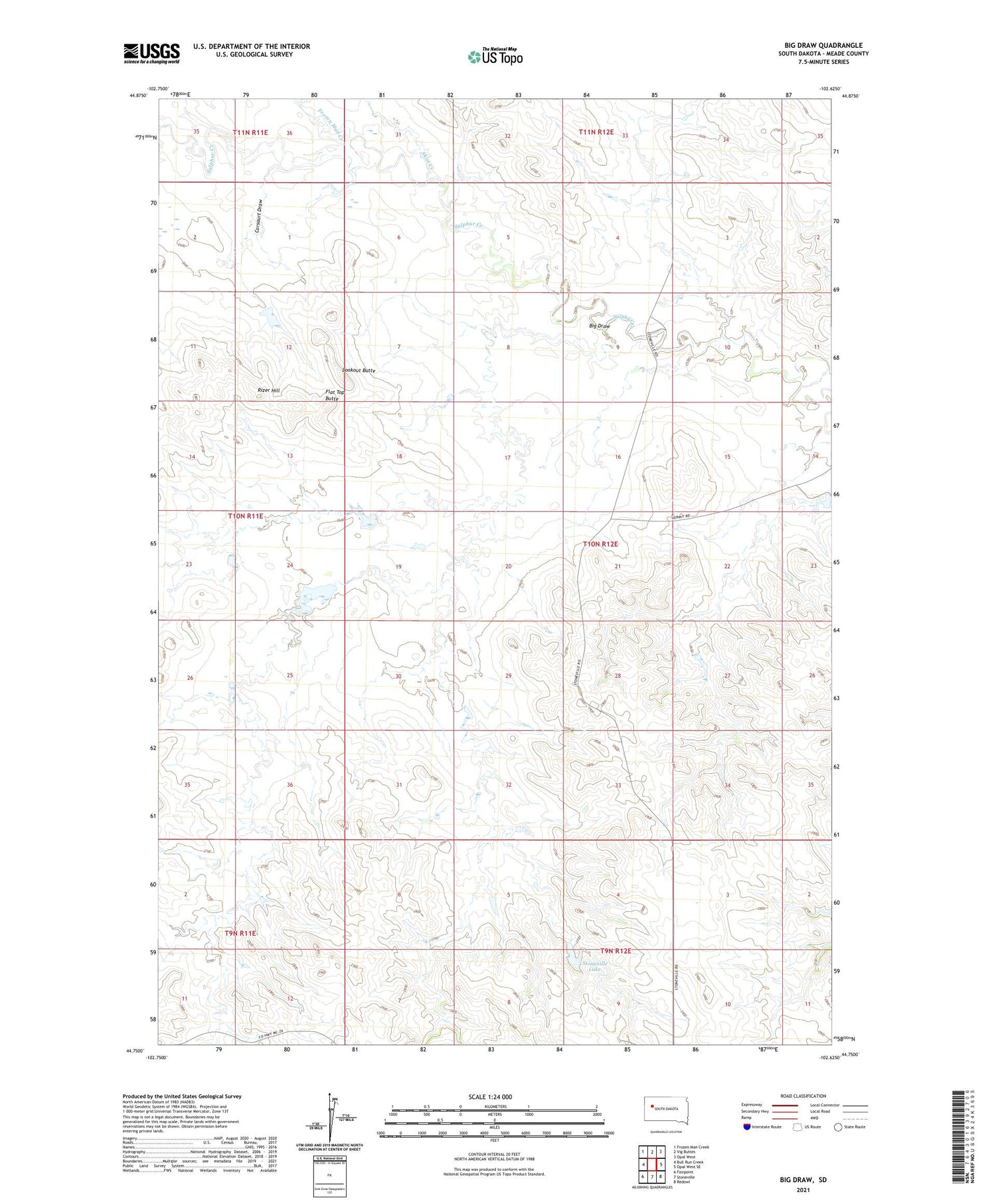 Big Draw South Dakota US Topo Map Image
