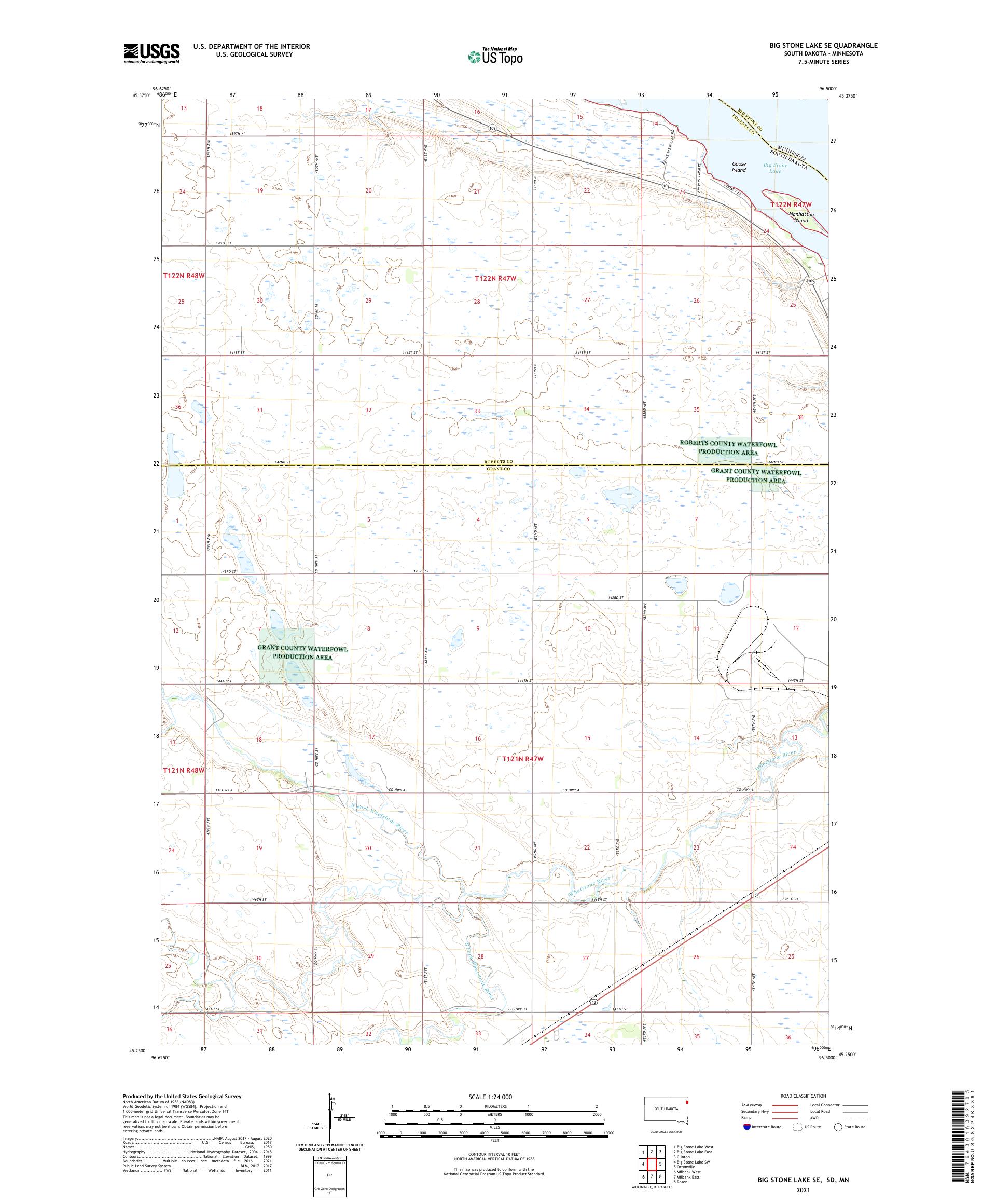 Big Stone Lake SE South Dakota US Topo Map MyTopo Map Store