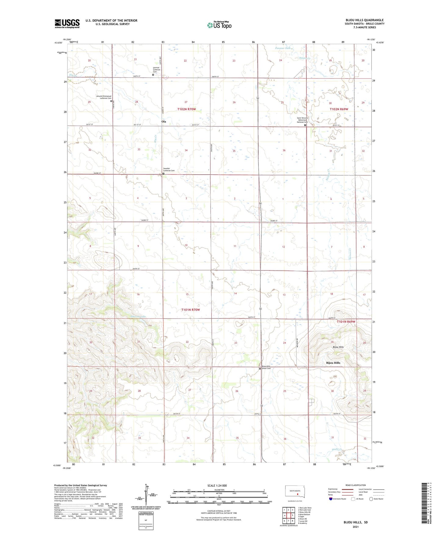 Bijou Hills South Dakota US Topo Map Image