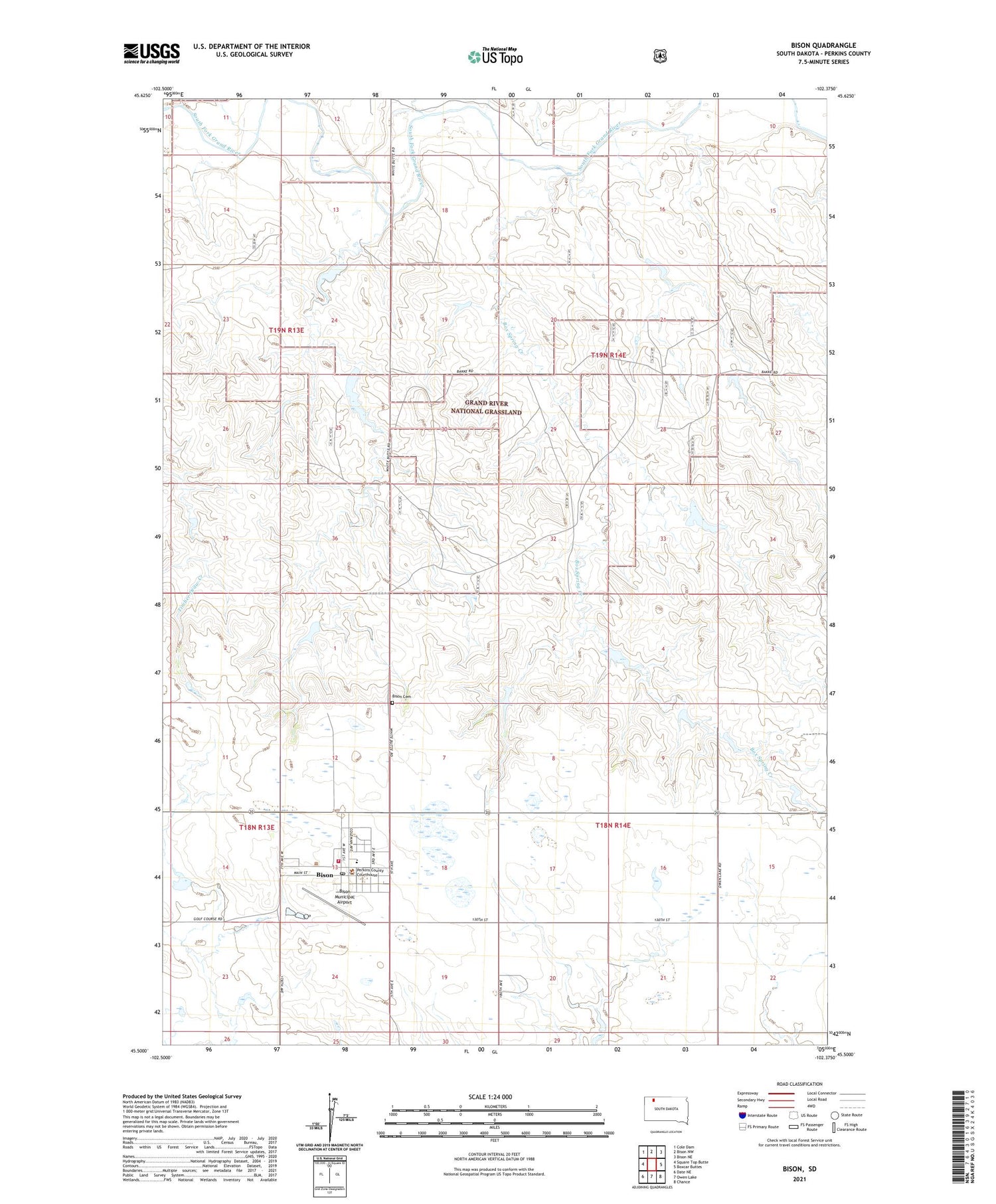 Bison South Dakota US Topo Map Image