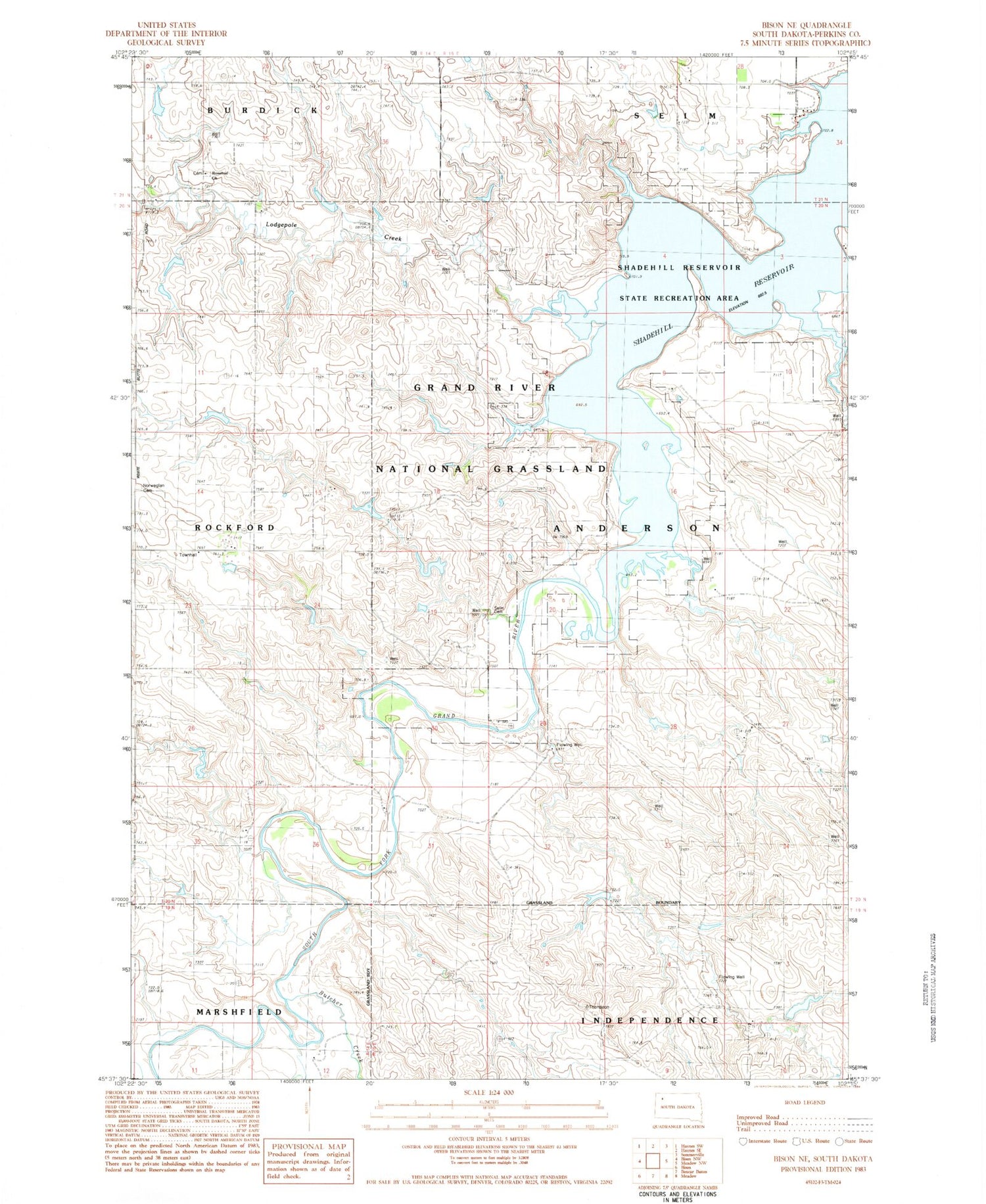 Classic USGS Bison NE South Dakota 7.5'x7.5' Topo Map Image