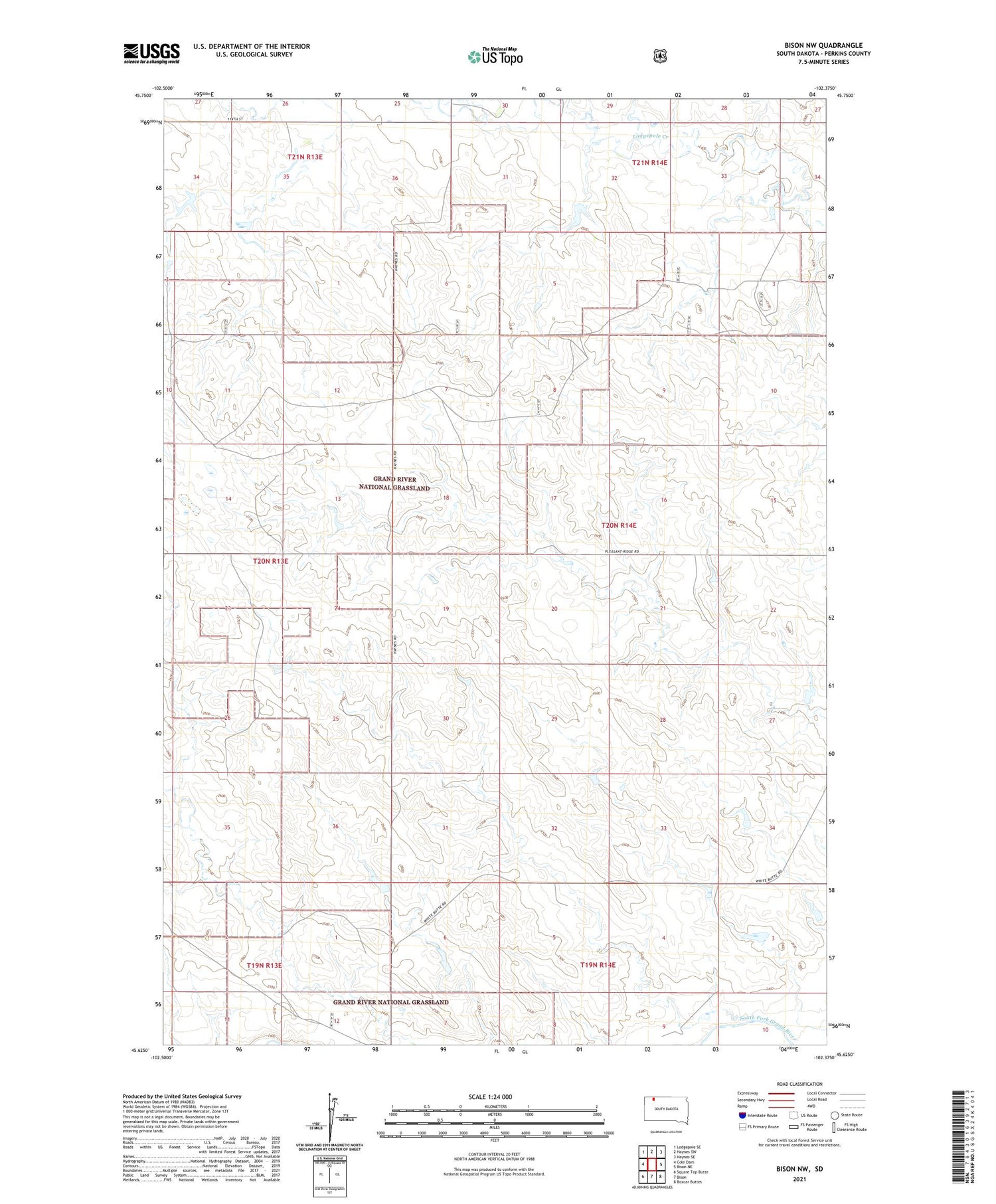 Bison NW South Dakota US Topo Map Image