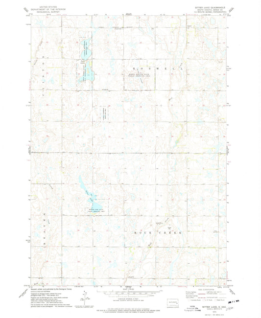 Classic USGS Bitter Lake South Dakota 7.5'x7.5' Topo Map Image