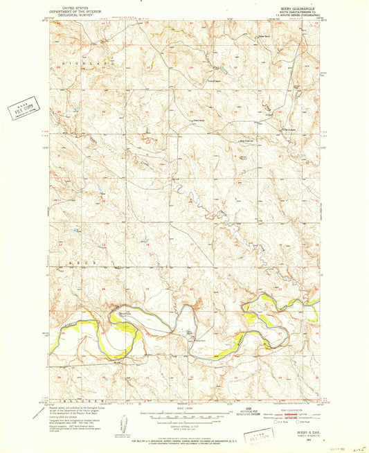 Classic USGS Bixby South Dakota 7.5'x7.5' Topo Map Image