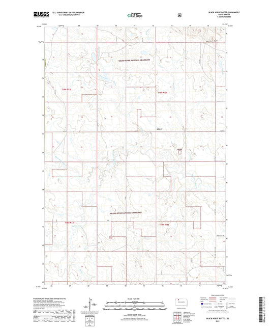 Black Horse Butte South Dakota US Topo Map Image