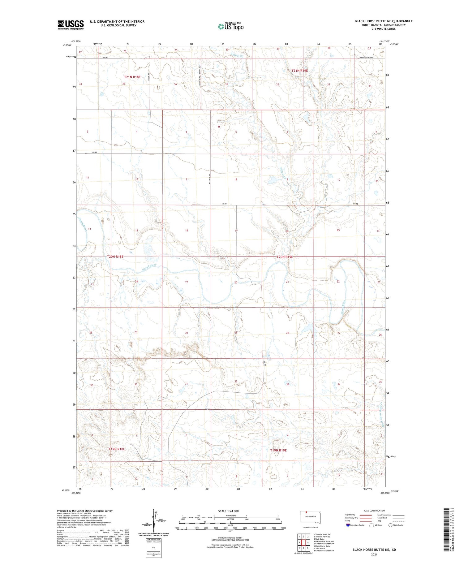 Black Horse Butte NE South Dakota US Topo Map Image