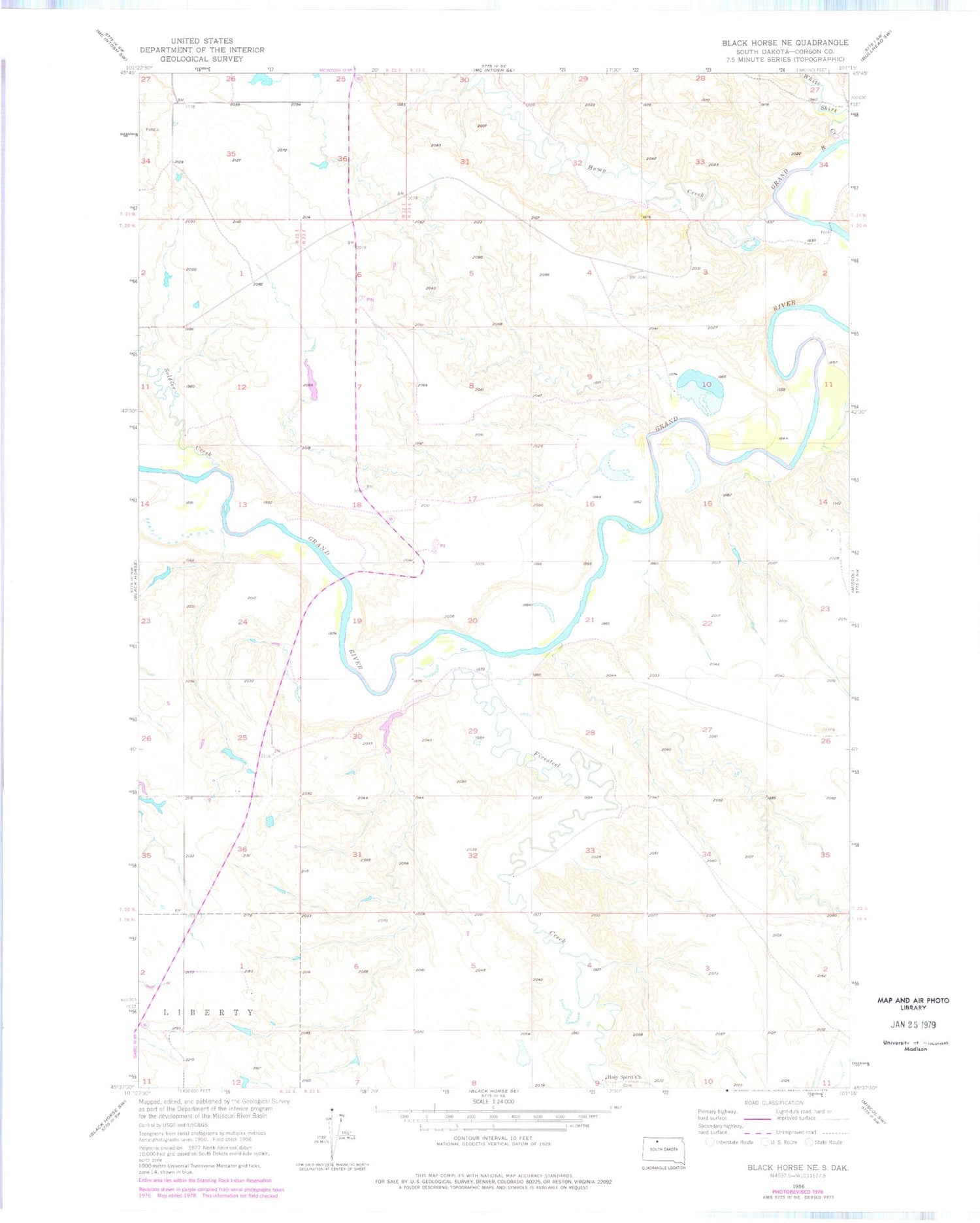 Classic USGS Black Horse NE South Dakota 7.5'x7.5' Topo Map Image