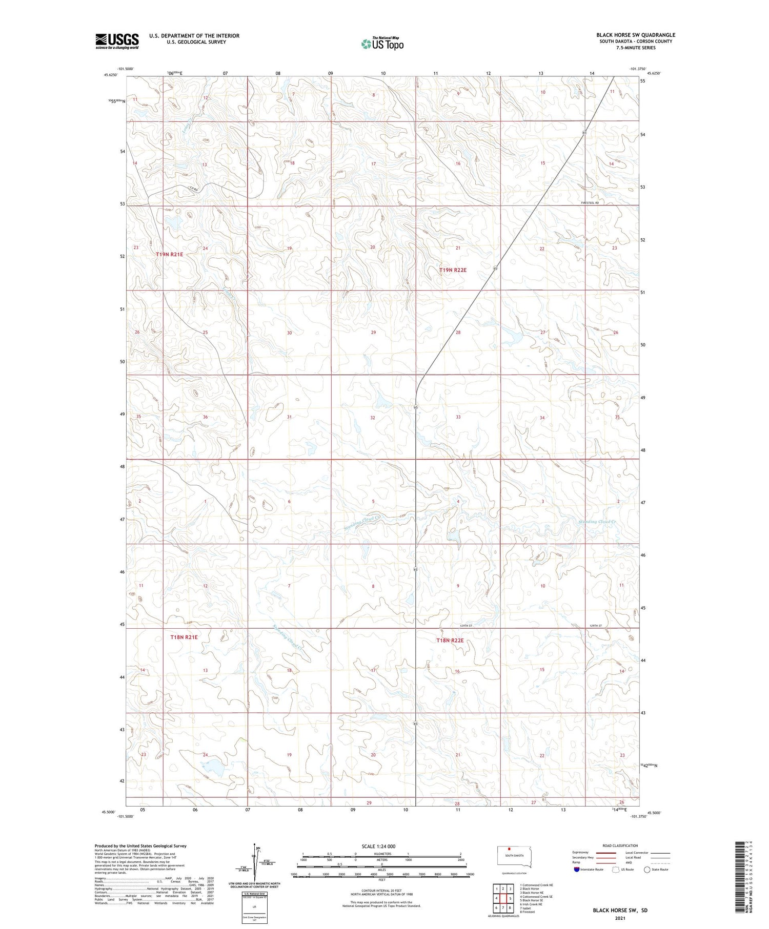 Black Horse SW South Dakota US Topo Map Image