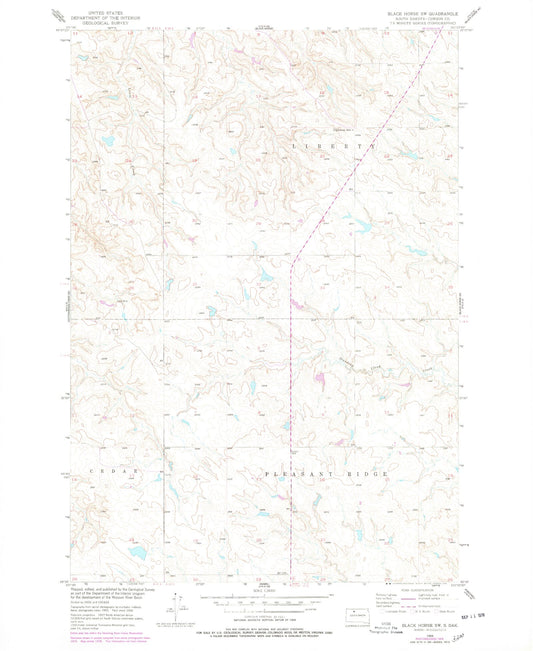 Classic USGS Black Horse SW South Dakota 7.5'x7.5' Topo Map Image