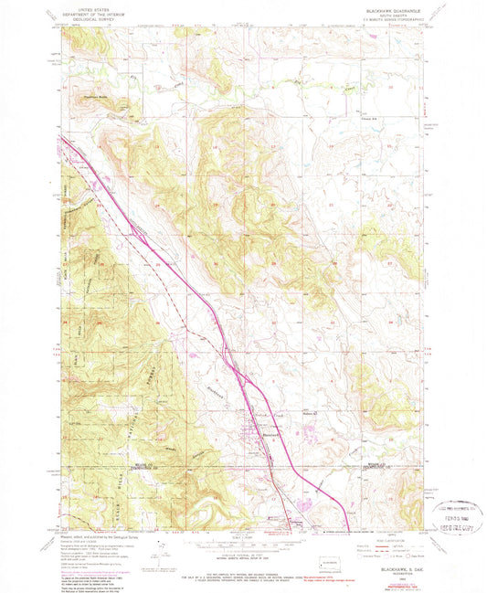 Classic USGS Blackhawk South Dakota 7.5'x7.5' Topo Map Image