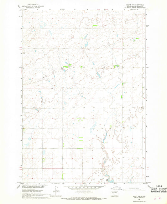 Classic USGS Blunt NW South Dakota 7.5'x7.5' Topo Map Image