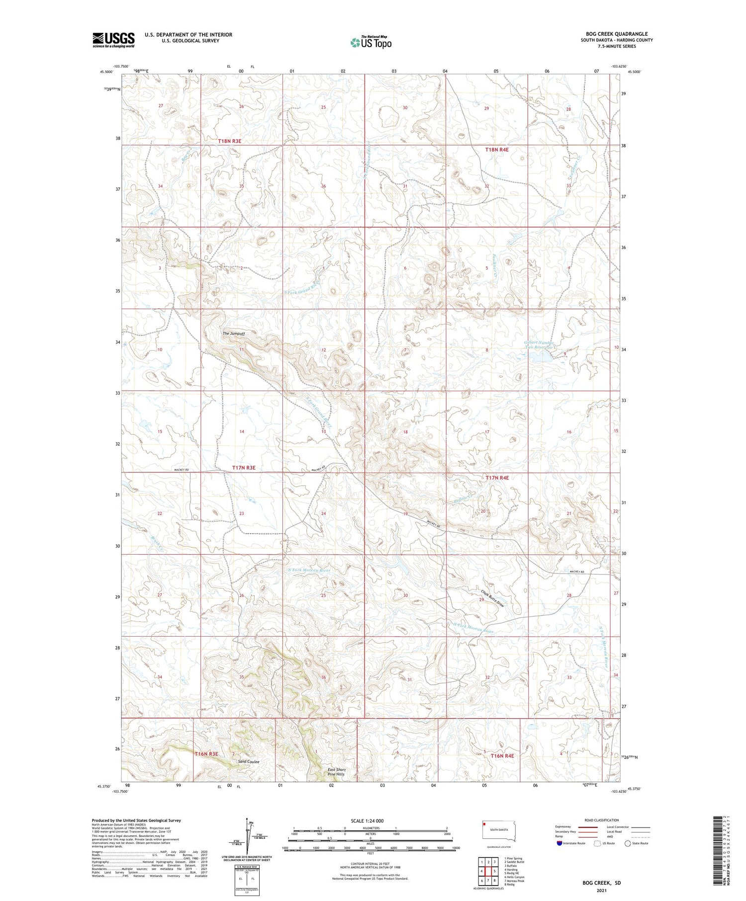 Bog Creek South Dakota US Topo Map Image