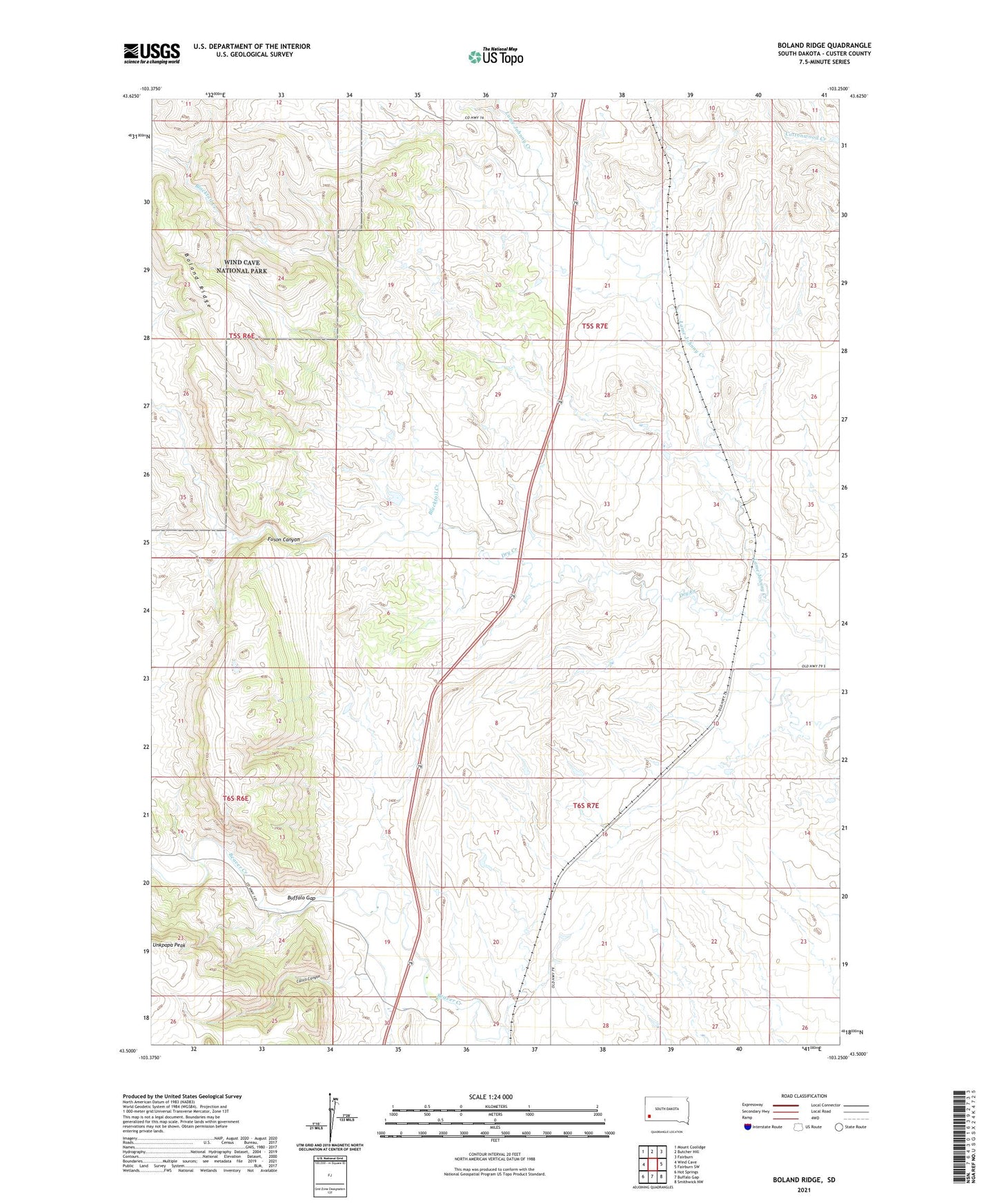Boland Ridge South Dakota US Topo Map Image