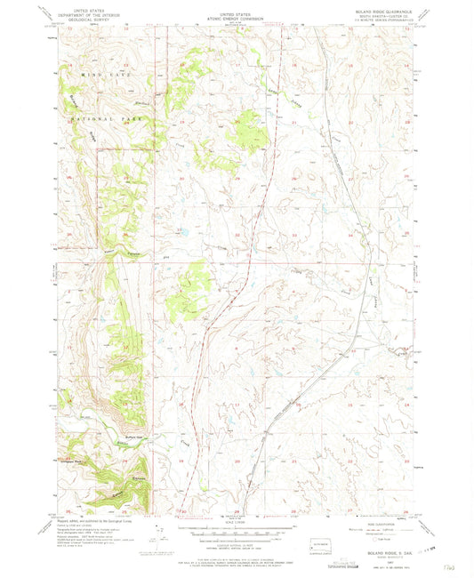 Classic USGS Boland Ridge South Dakota 7.5'x7.5' Topo Map Image