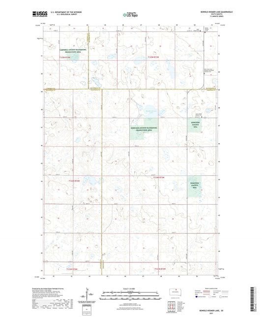 Bowdle-Hosmer Lake South Dakota US Topo Map Image