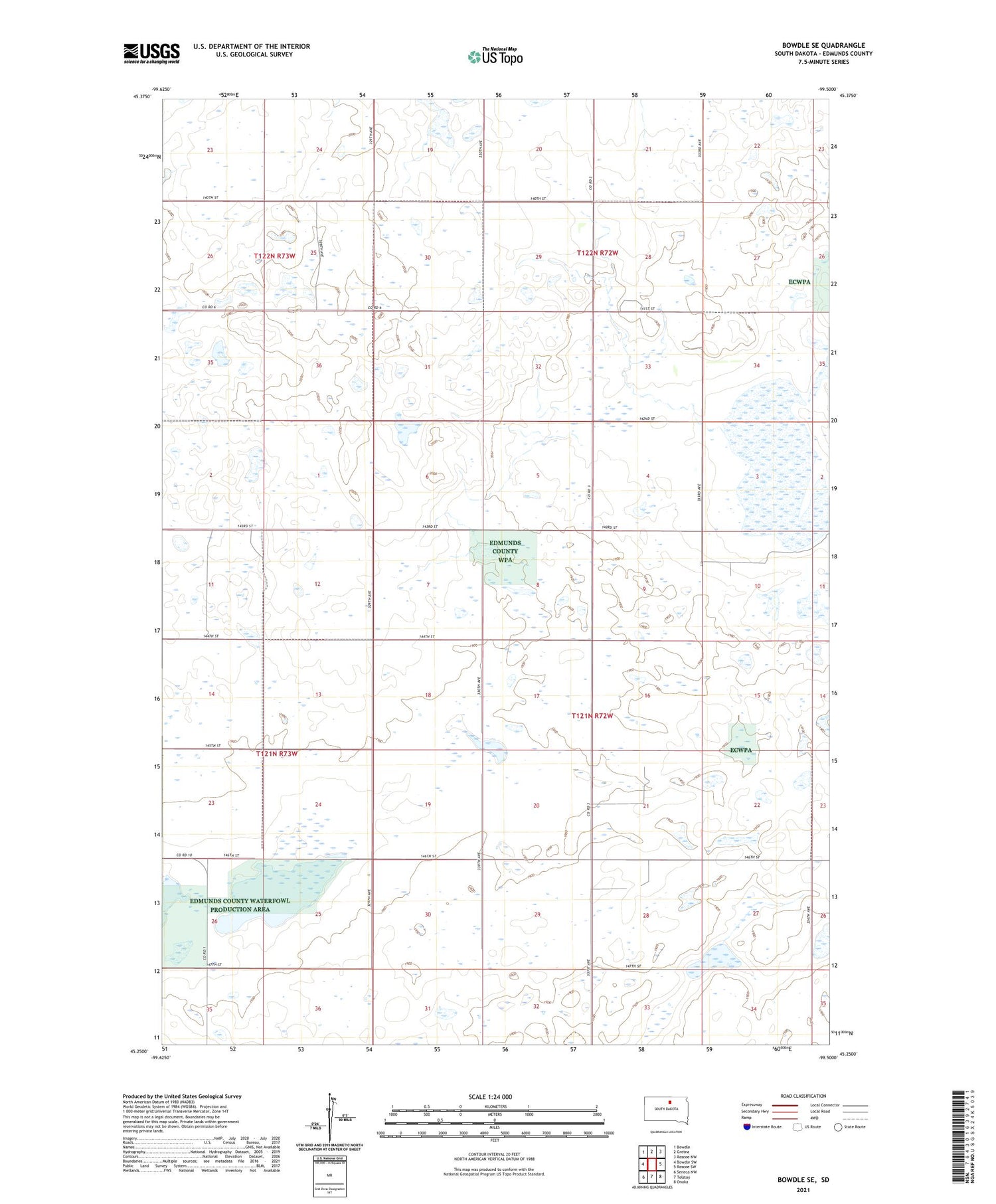 Bowdle SE South Dakota US Topo Map Image