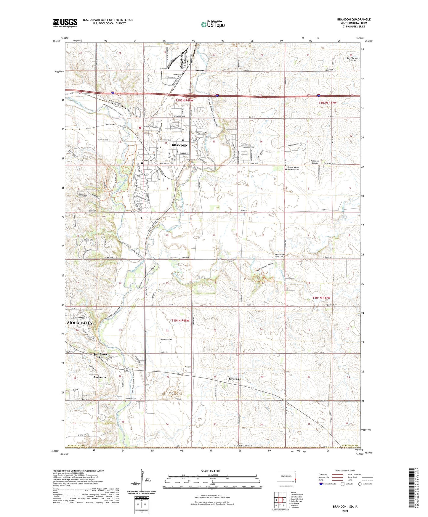 Brandon South Dakota US Topo Map Image
