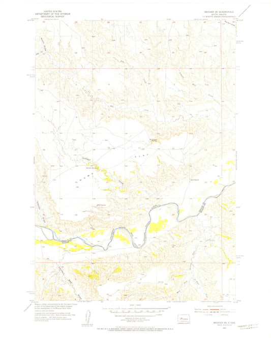 Classic USGS Bridger SE South Dakota 7.5'x7.5' Topo Map Image