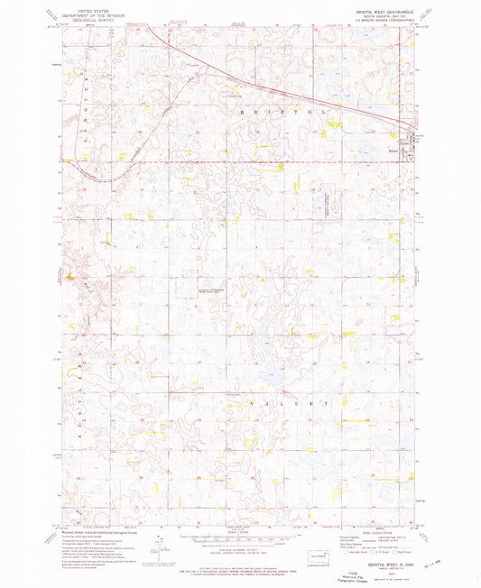 Classic USGS Bristol West South Dakota 7.5'x7.5' Topo Map Image